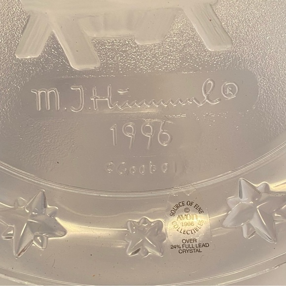 M. I. hummel crystal 1996 collectors angel & baby jesus plate avon products - Picture 4 of 14